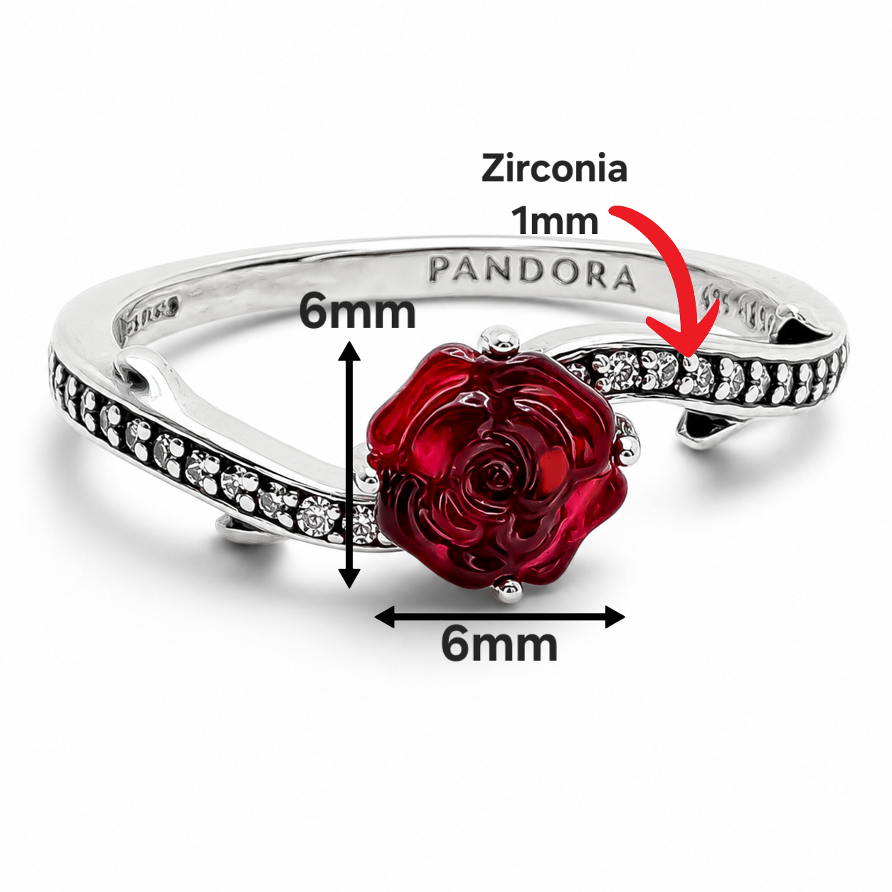 Anillo Plata Rosa Plata Ley 925