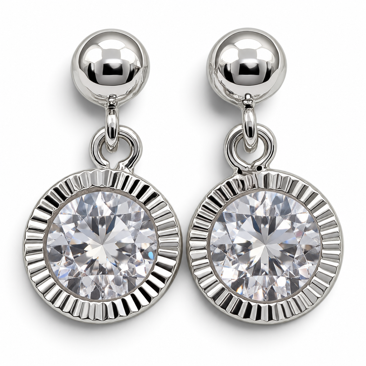 Broquel Bisel Diamantada Blanco Plata Ley 925
