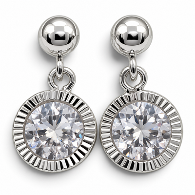 Broquel Bisel Diamantada Blanco Plata Ley 925