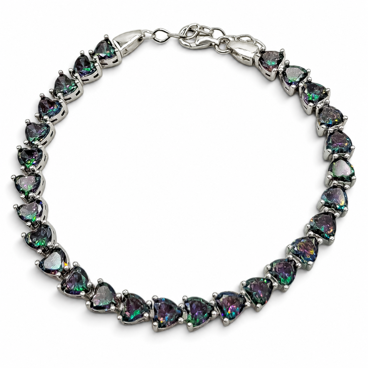 Pulsera Corazones Tornazol Plata Ley 925