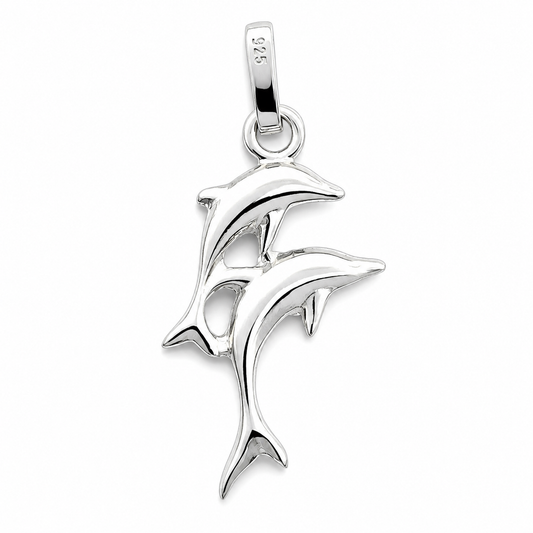 Dije Delfin Doble Blanco Plata Ley 925