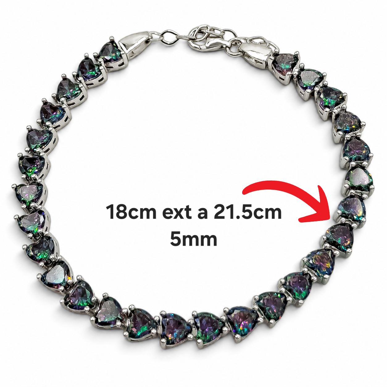 Pulsera Corazones Tornazol Plata Ley 925