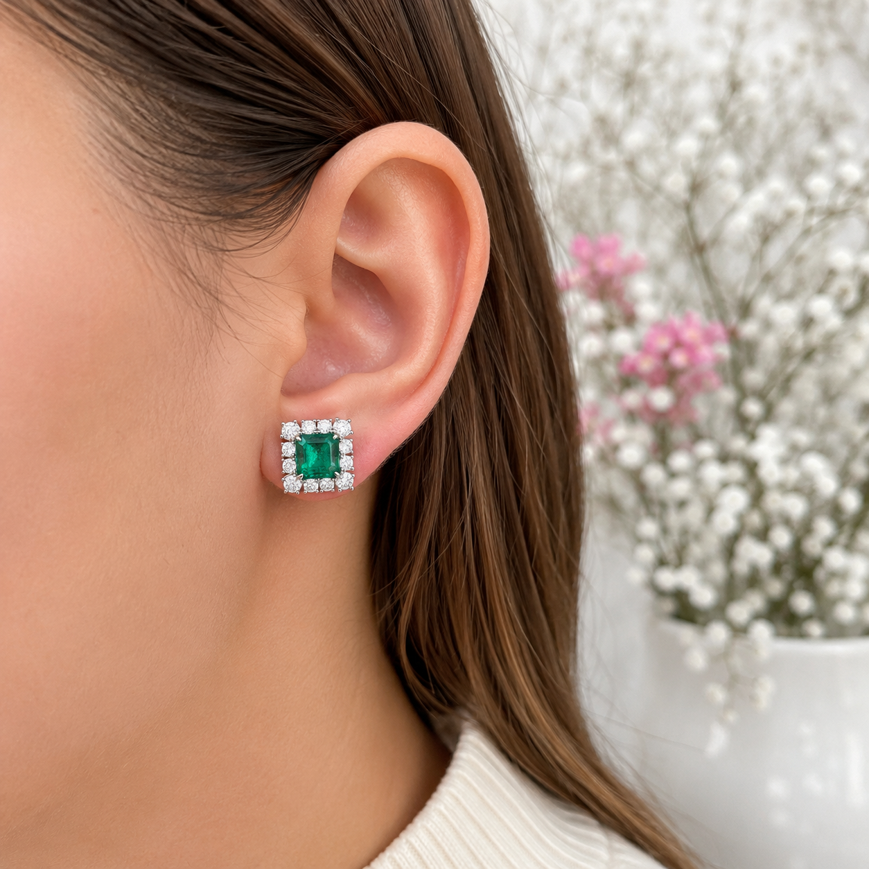 Arete Cuadro Grande Plata Ley 925