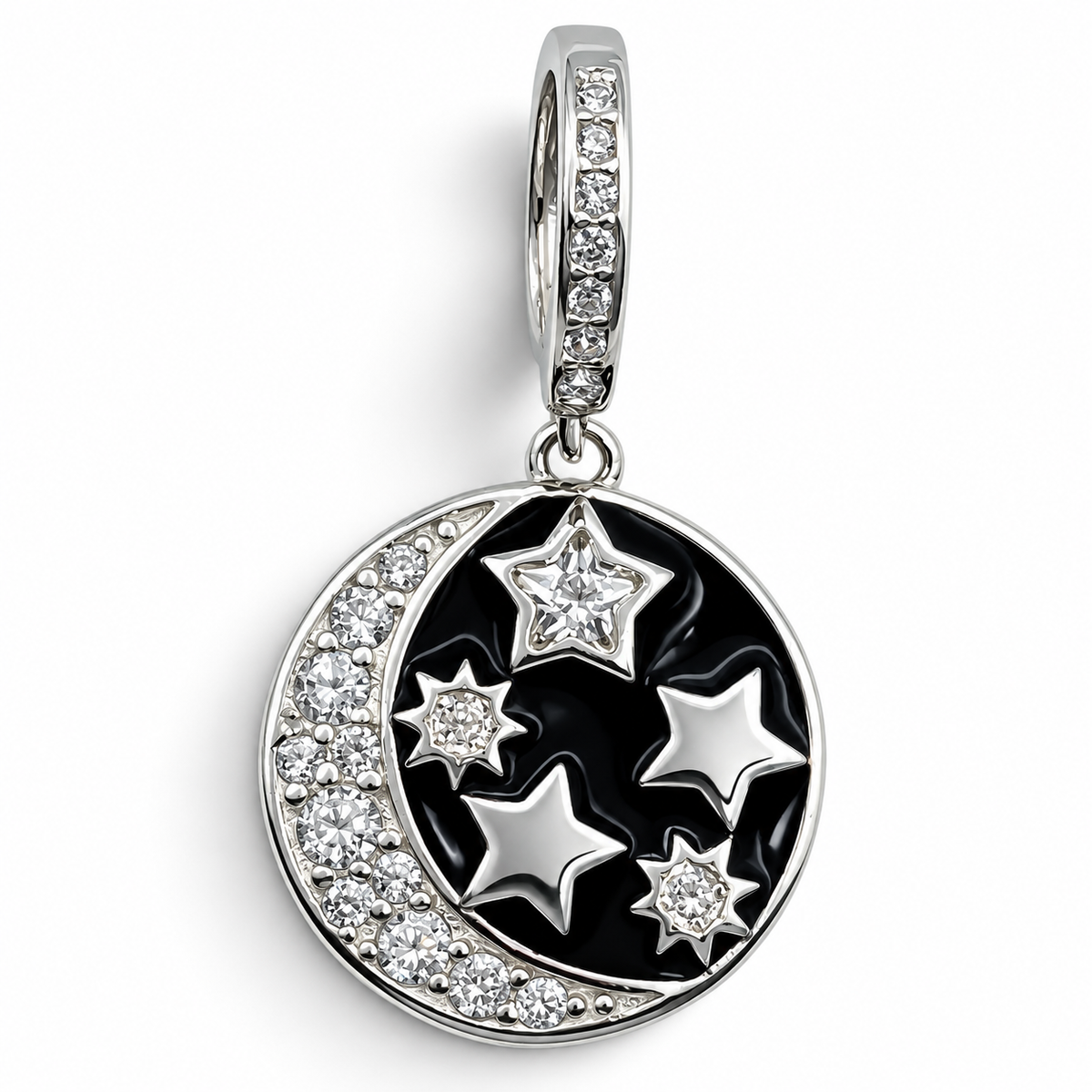 Dije Media Luna Estrella Zirconia Plata Ley 925