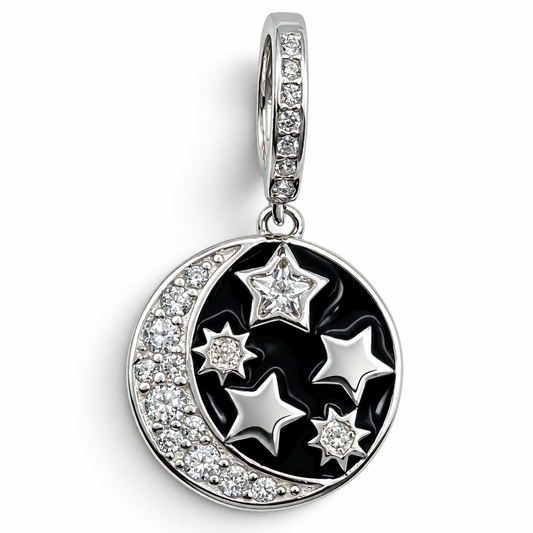 Dije Media Luna Estrella Zirconia Plata Ley 925