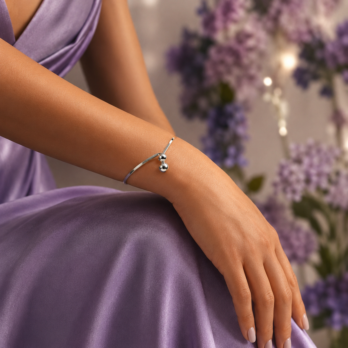 Brazalete 2 Bolas Plata Ley 925