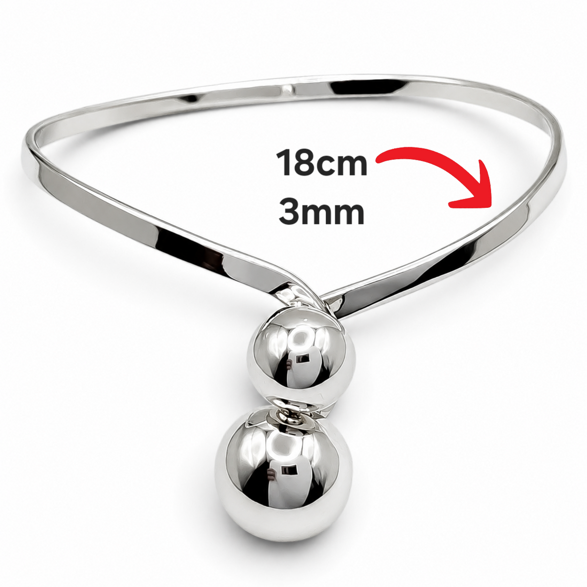 Brazalete 2 Bolas Plata Ley 925