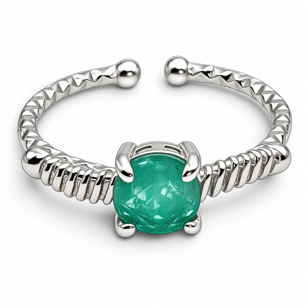 Anillo Turmalina Verde Plata Ley 925