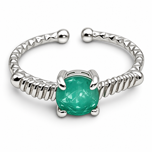 Anillo Turmalina Verde Plata Ley 925