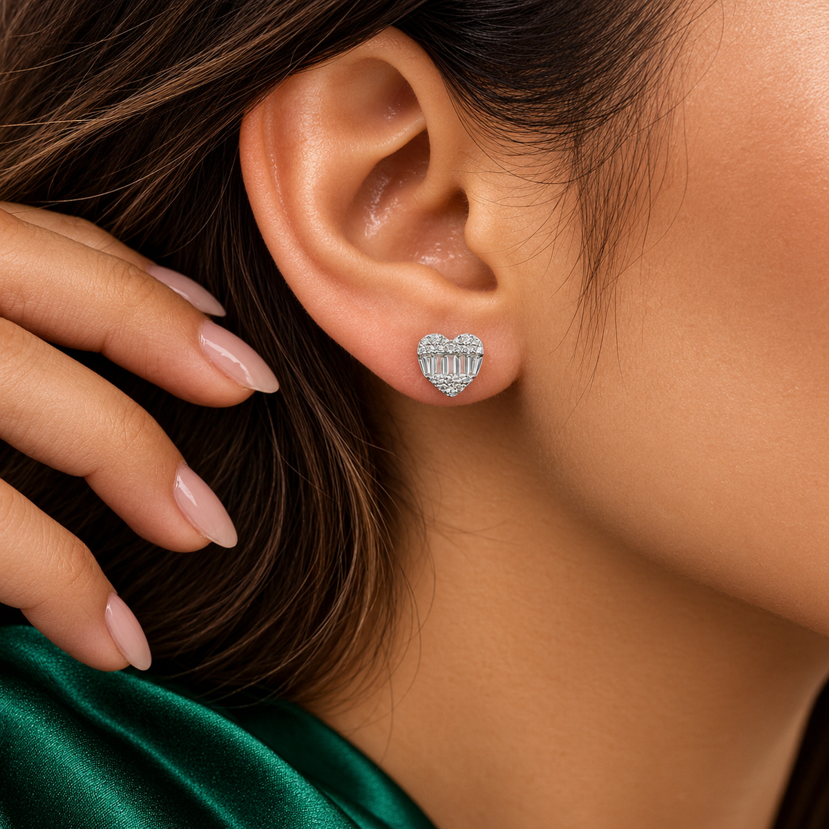 Arete Zirconia Corazon Plata Ley 925