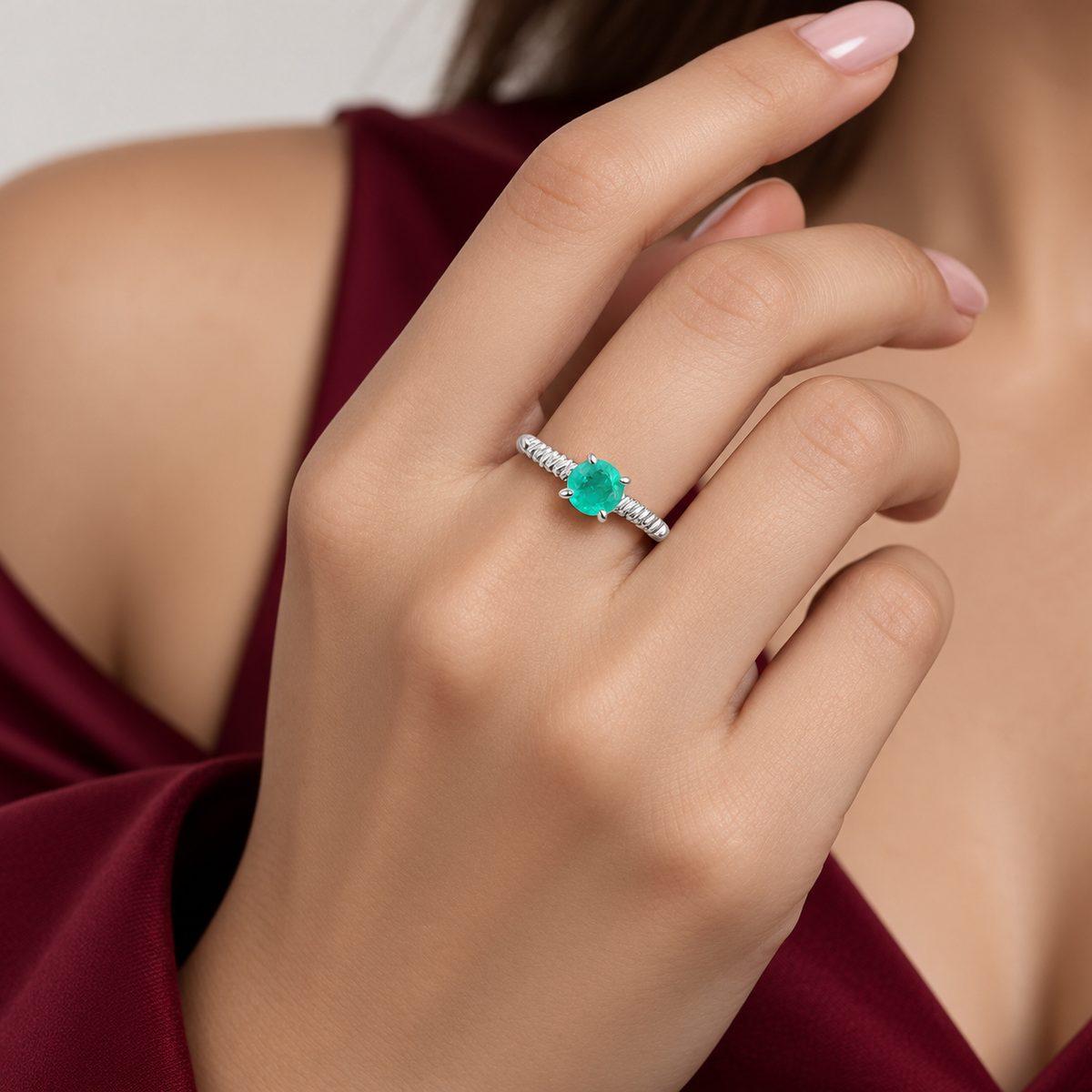 Anillo Turmalina Verde Plata Ley 925