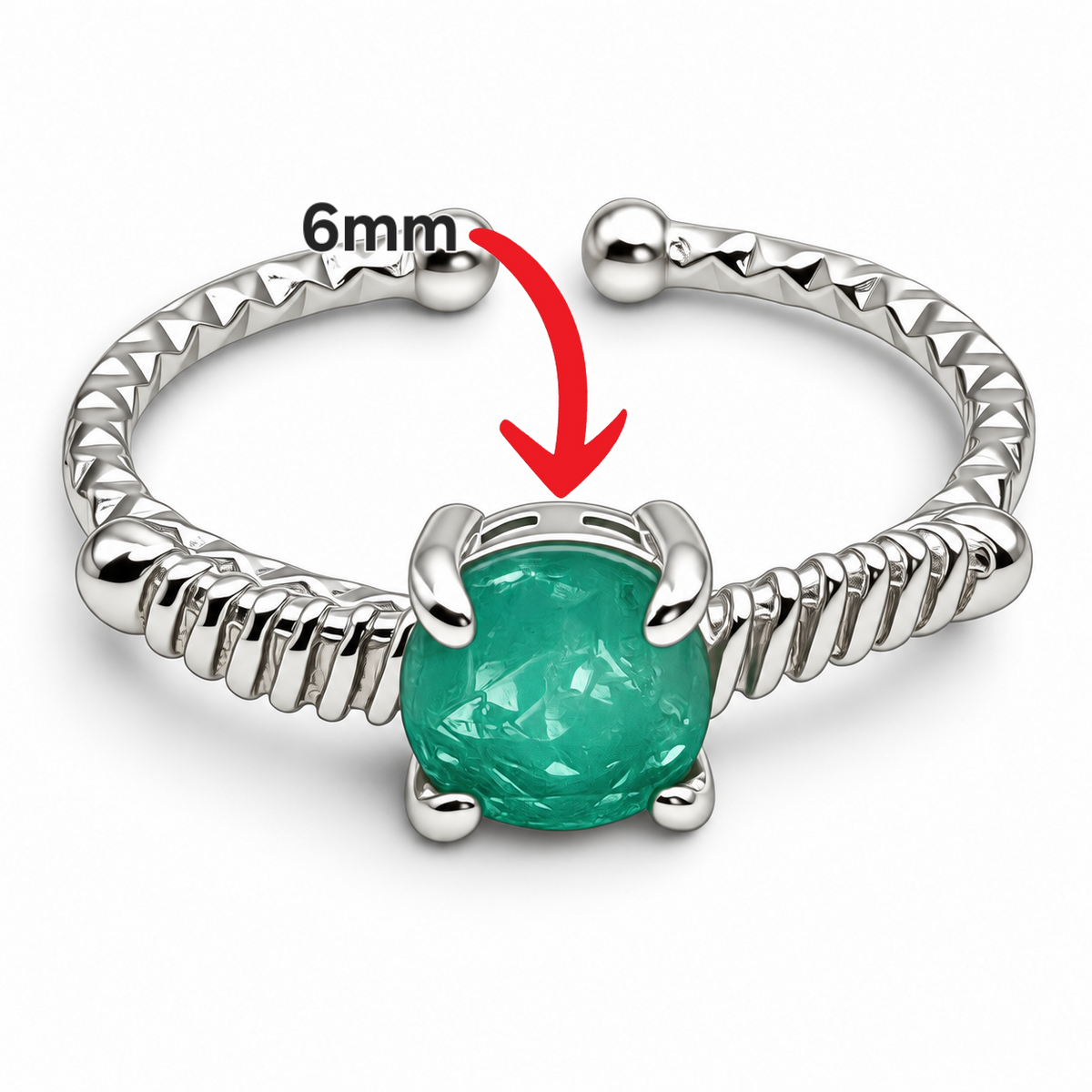 Anillo Turmalina Verde Plata Ley 925