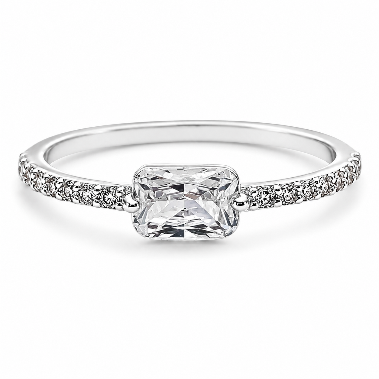 Anillo Zirconia Cuadro Plata Ley 925