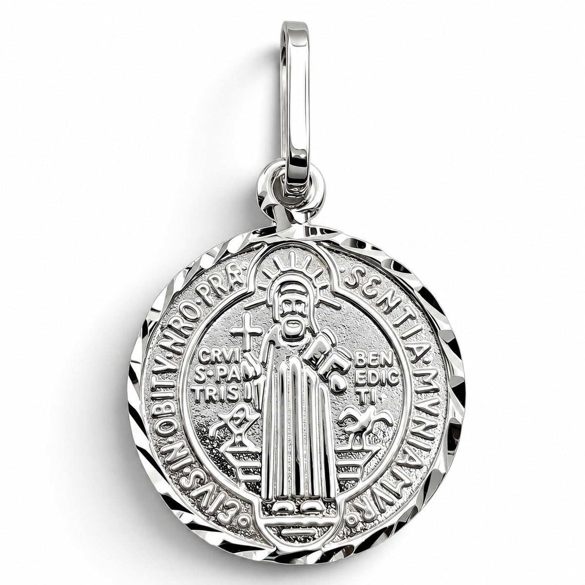 Dije San Benito Diamantado Plata Ley 925