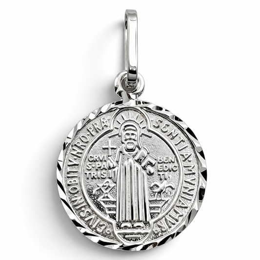 Dije San Benito Diamantado Plata Ley 925