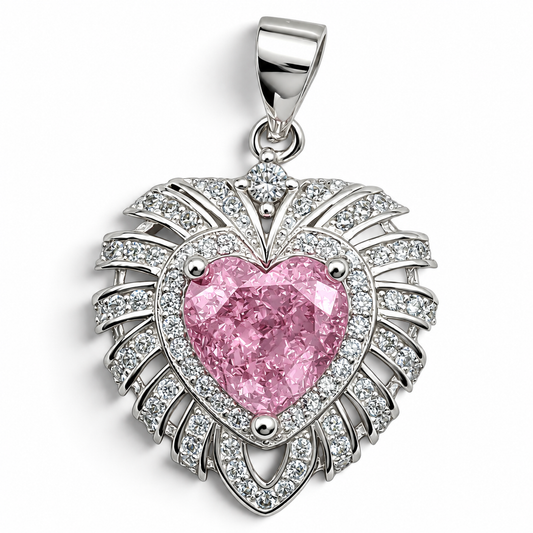Dije Corazon Congelado Rosa Plata Ley 925