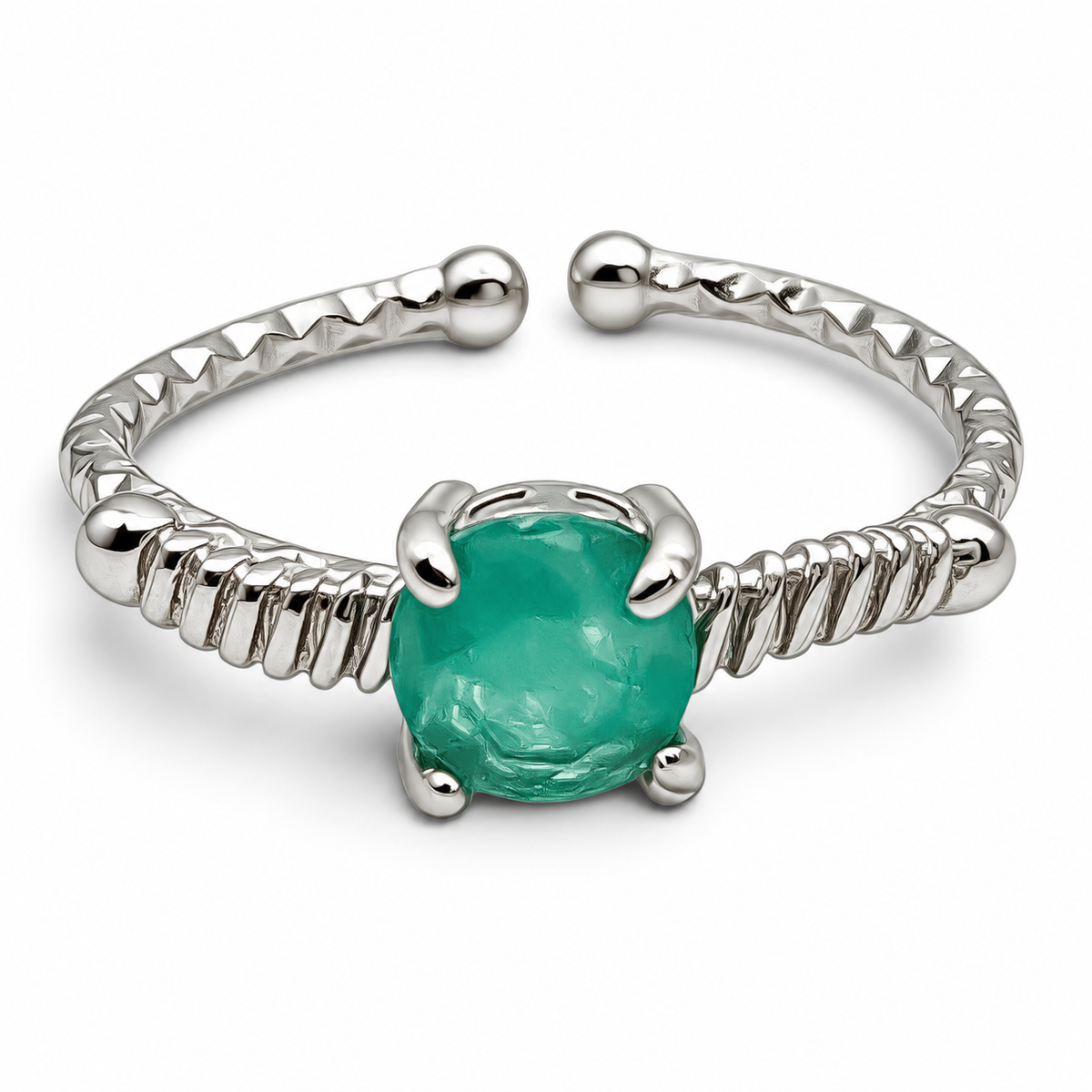 Anillo Turmalina Verde Aqua Plata Ley 925