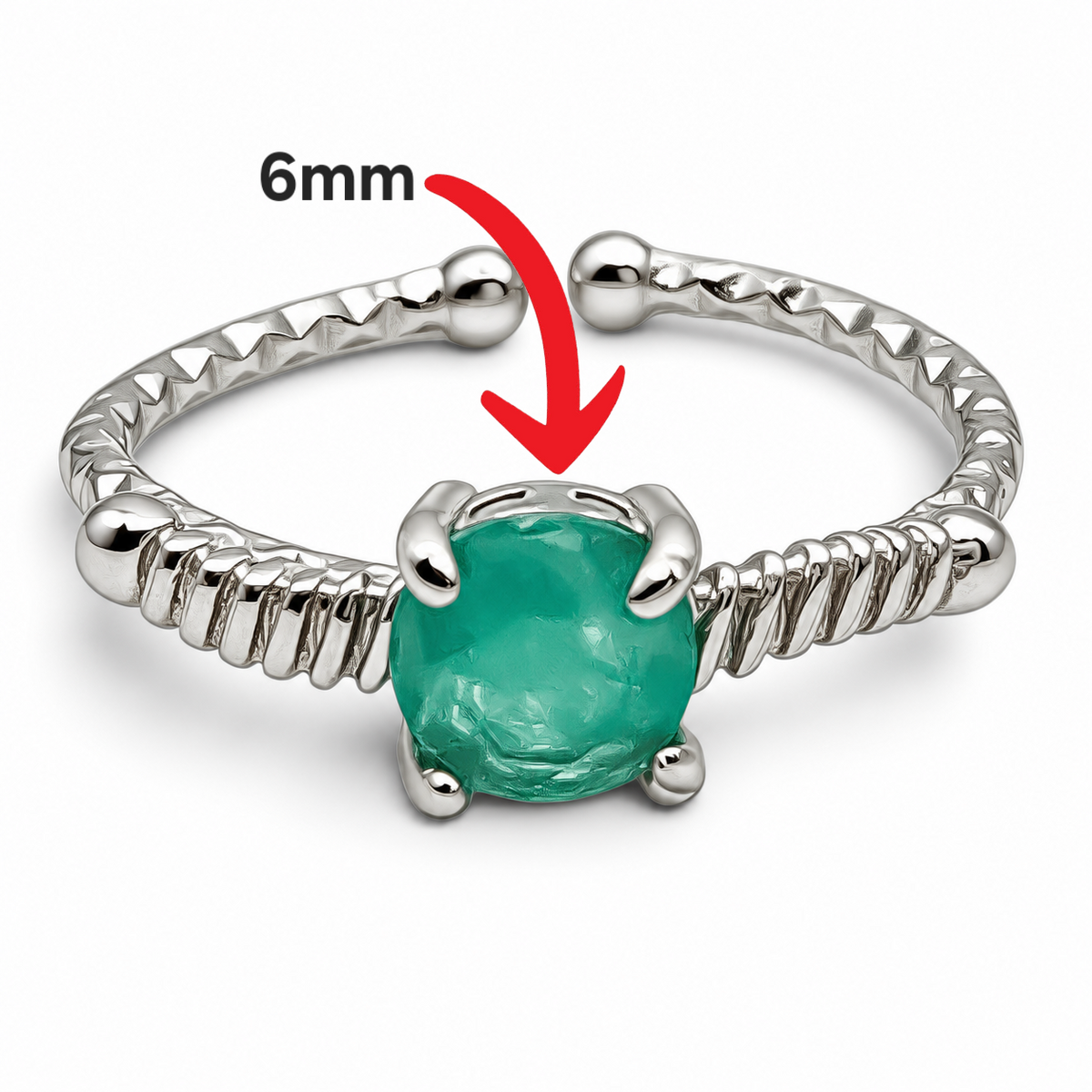 Anillo Turmalina Verde Aqua Plata Ley 925