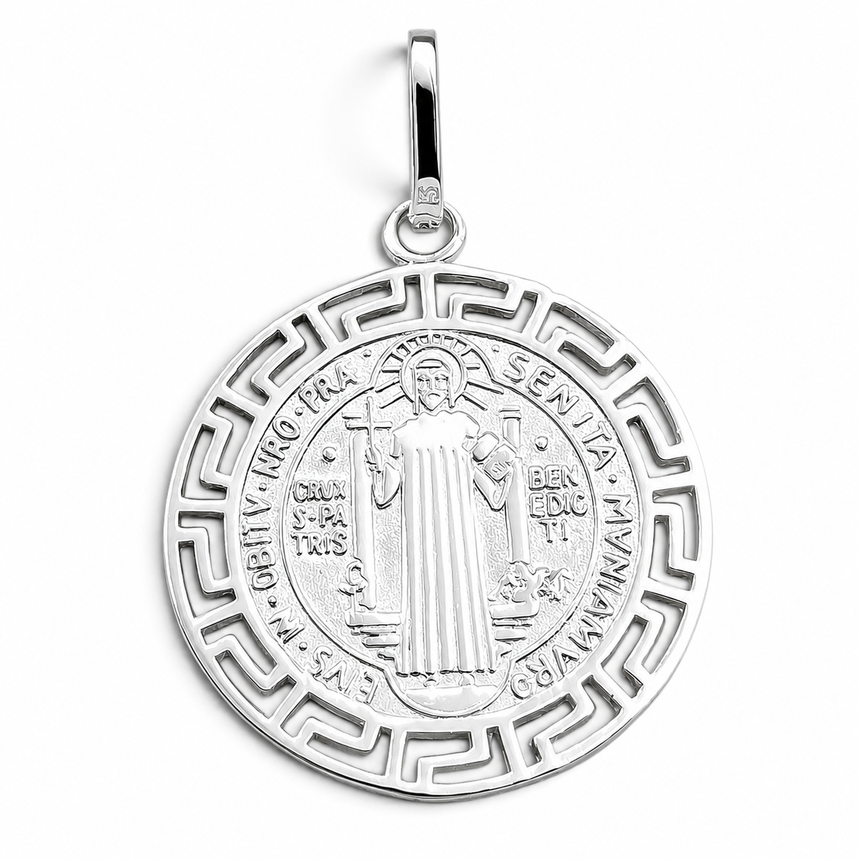 Dije San Benito Grecas Blanco Plata Ley 925