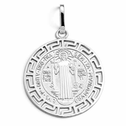 Dije San Benito Grecas Blanco Plata Ley 925