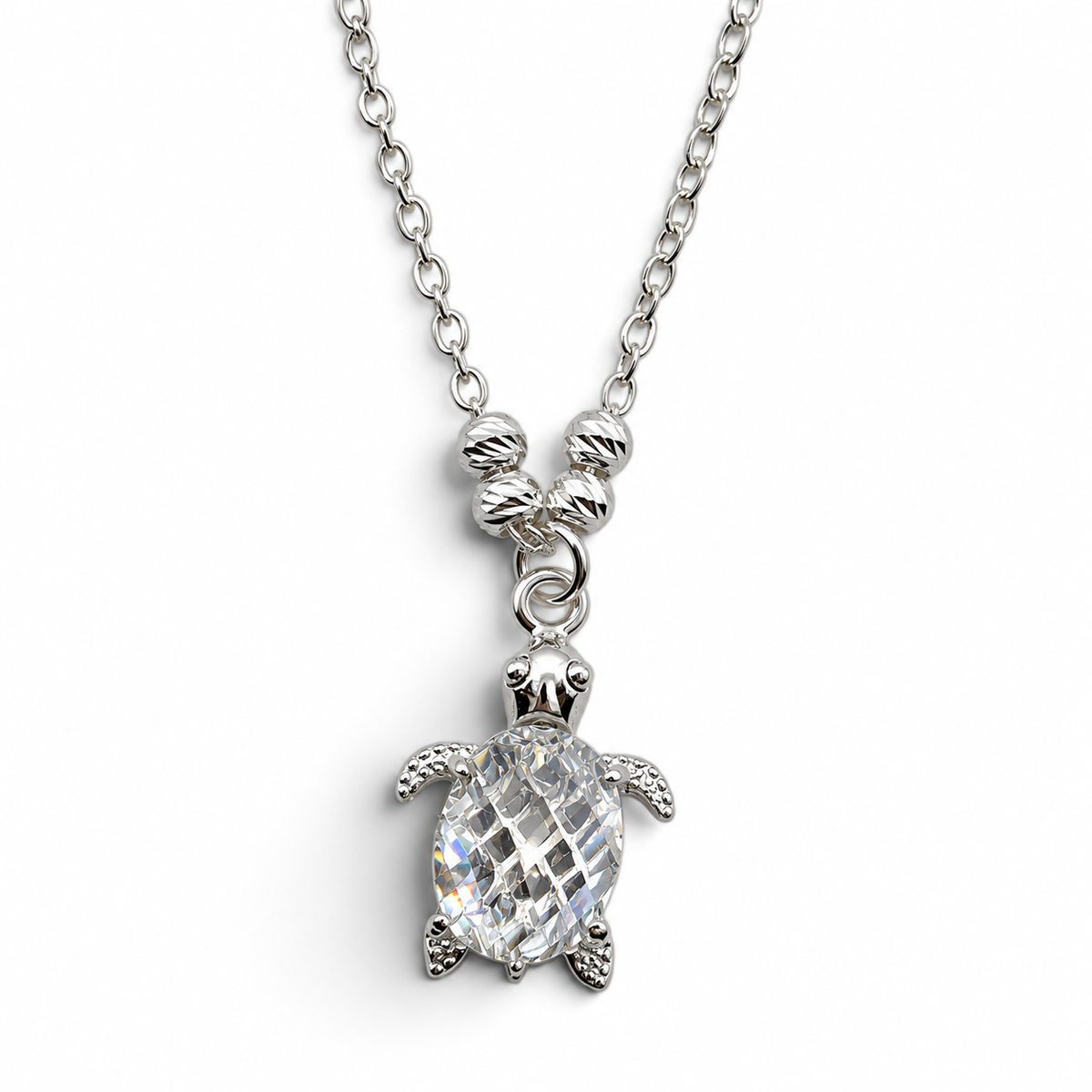 Collar Tortuga Blanca Plata Ley 925
