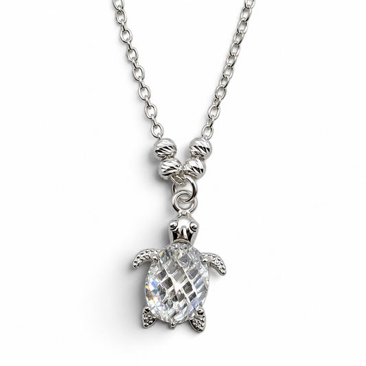 Collar Tortuga Blanca Plata Ley 925
