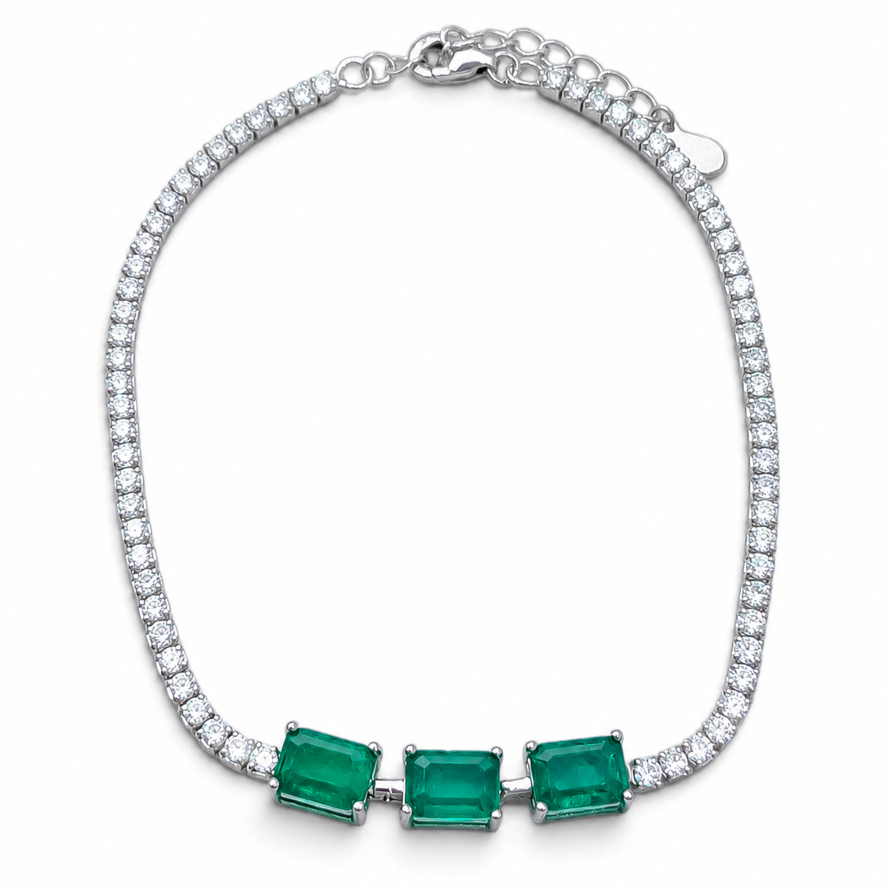 Pulsera Cuadro Zirconia Plata Ley 925