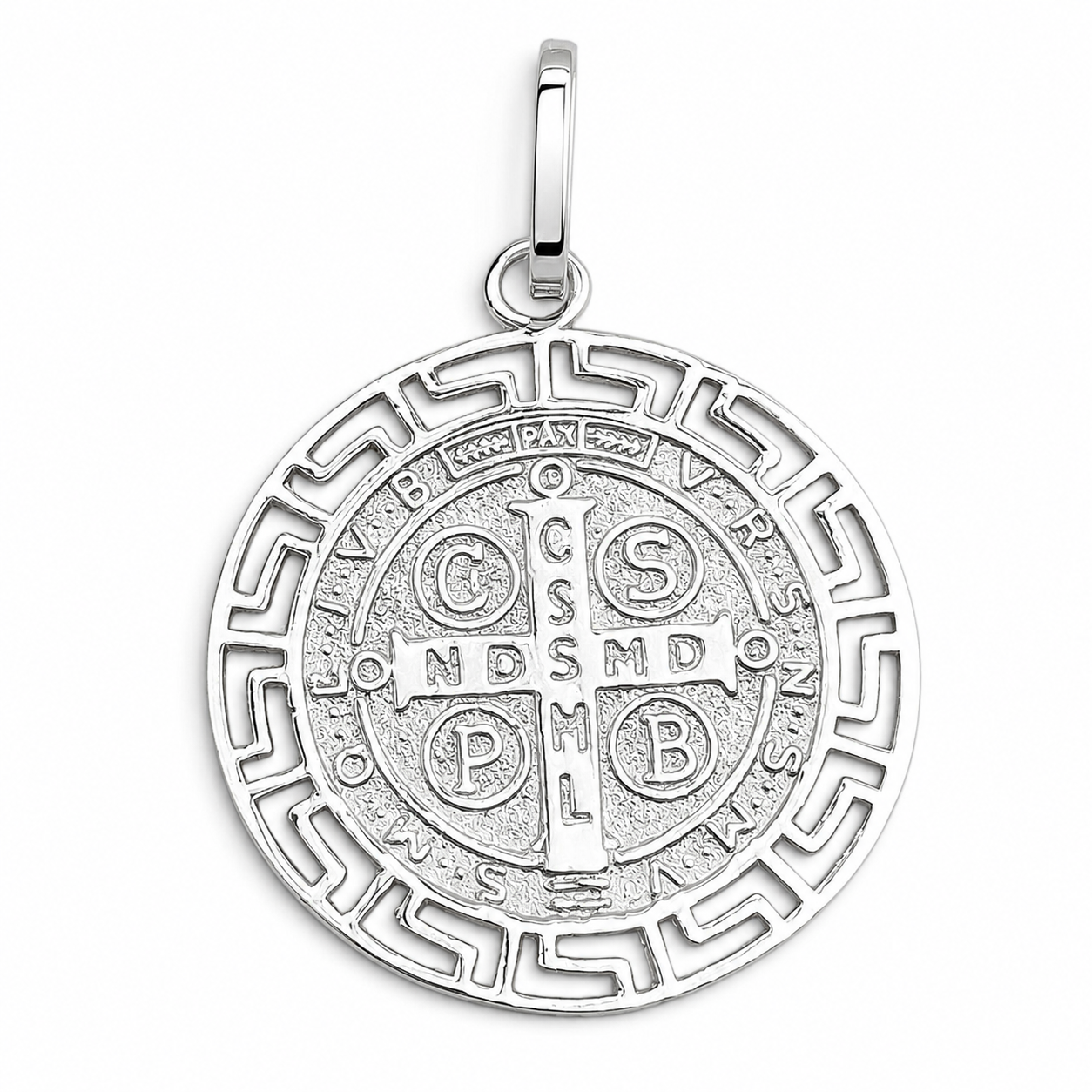 Dije San Benito Grecas Blanco Plata Ley 925