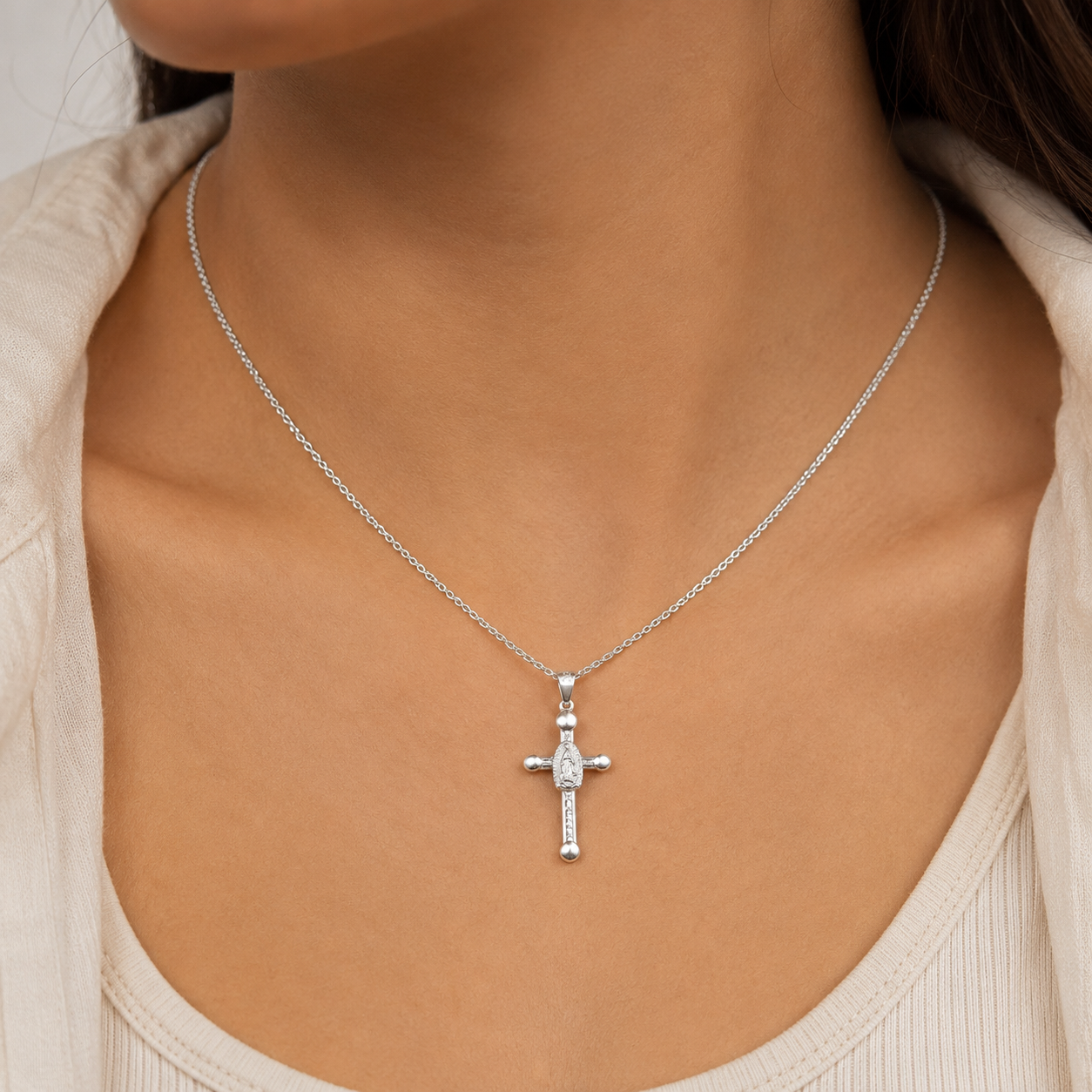 Dije Cruz Virgen Plata Ley 925