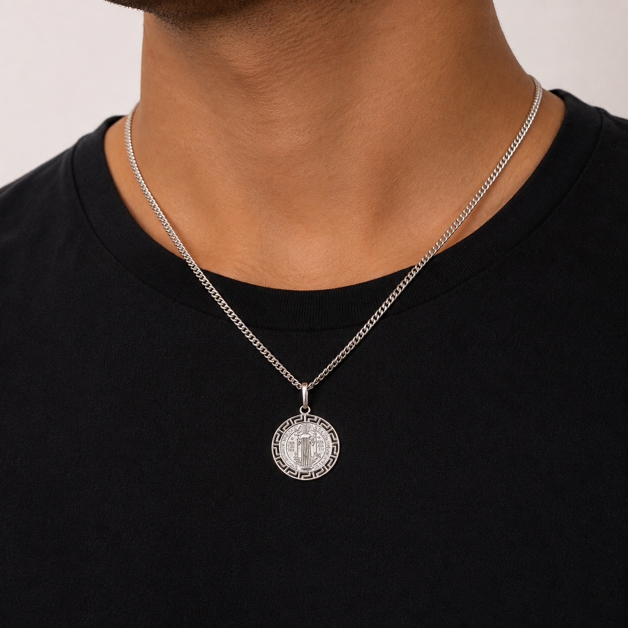 Dije San Benito Grecas Blanco Plata Ley 925