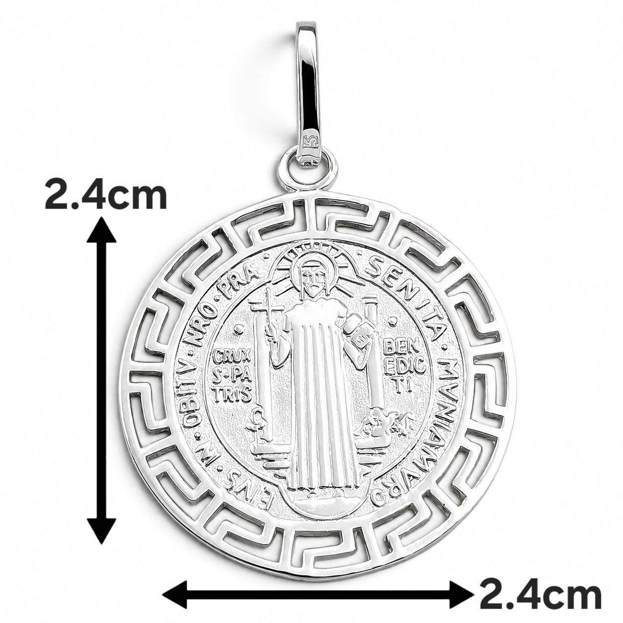 Dije San Benito Grecas Blanco Plata Ley 925