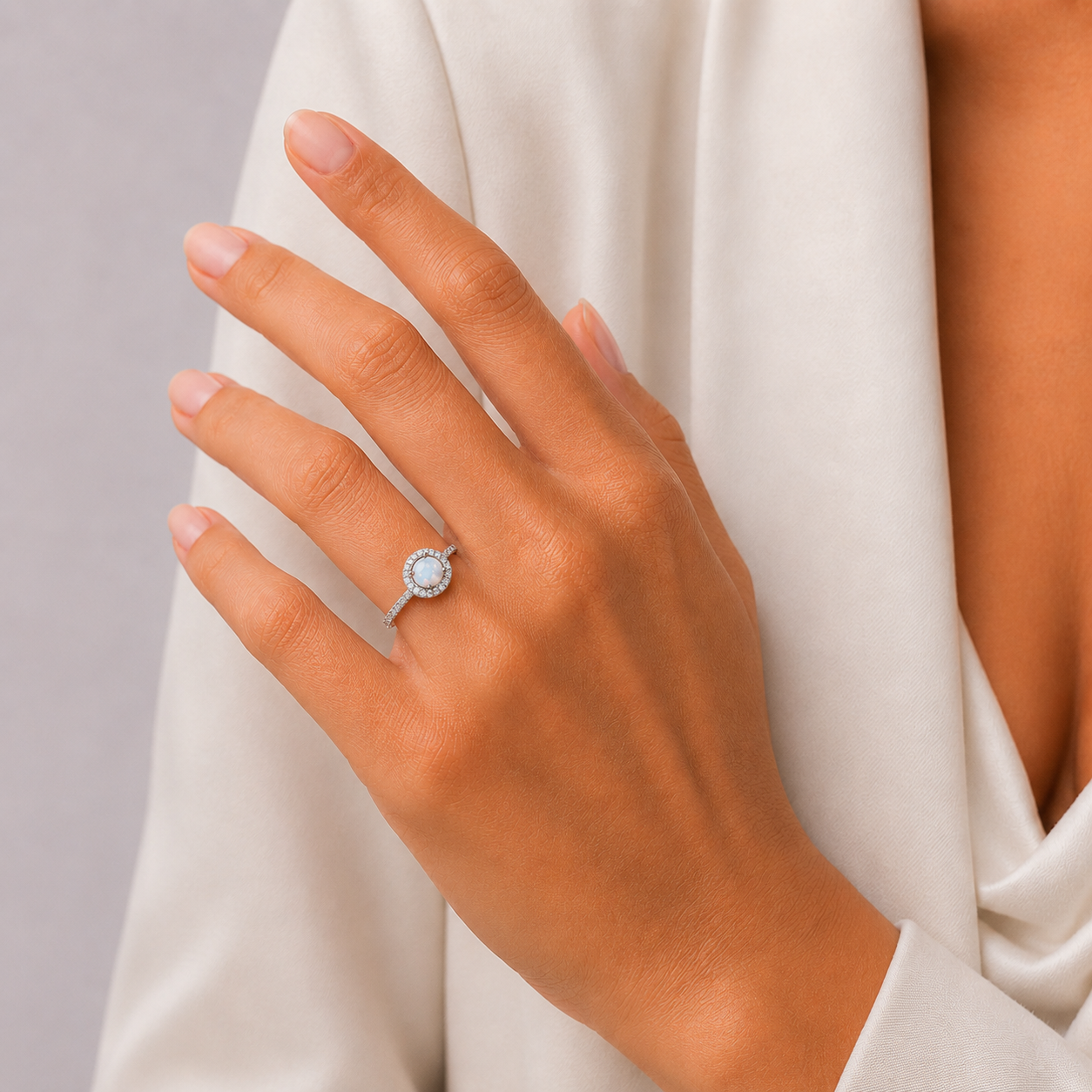 Anillo Opalo Blanco