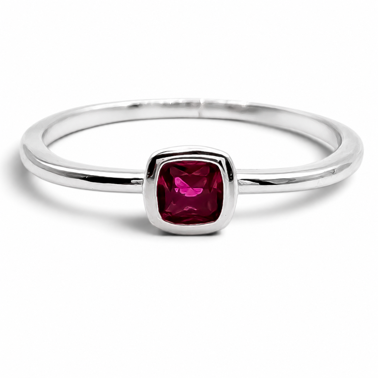 Anillo Zirconia Roja Plata Ley 925
