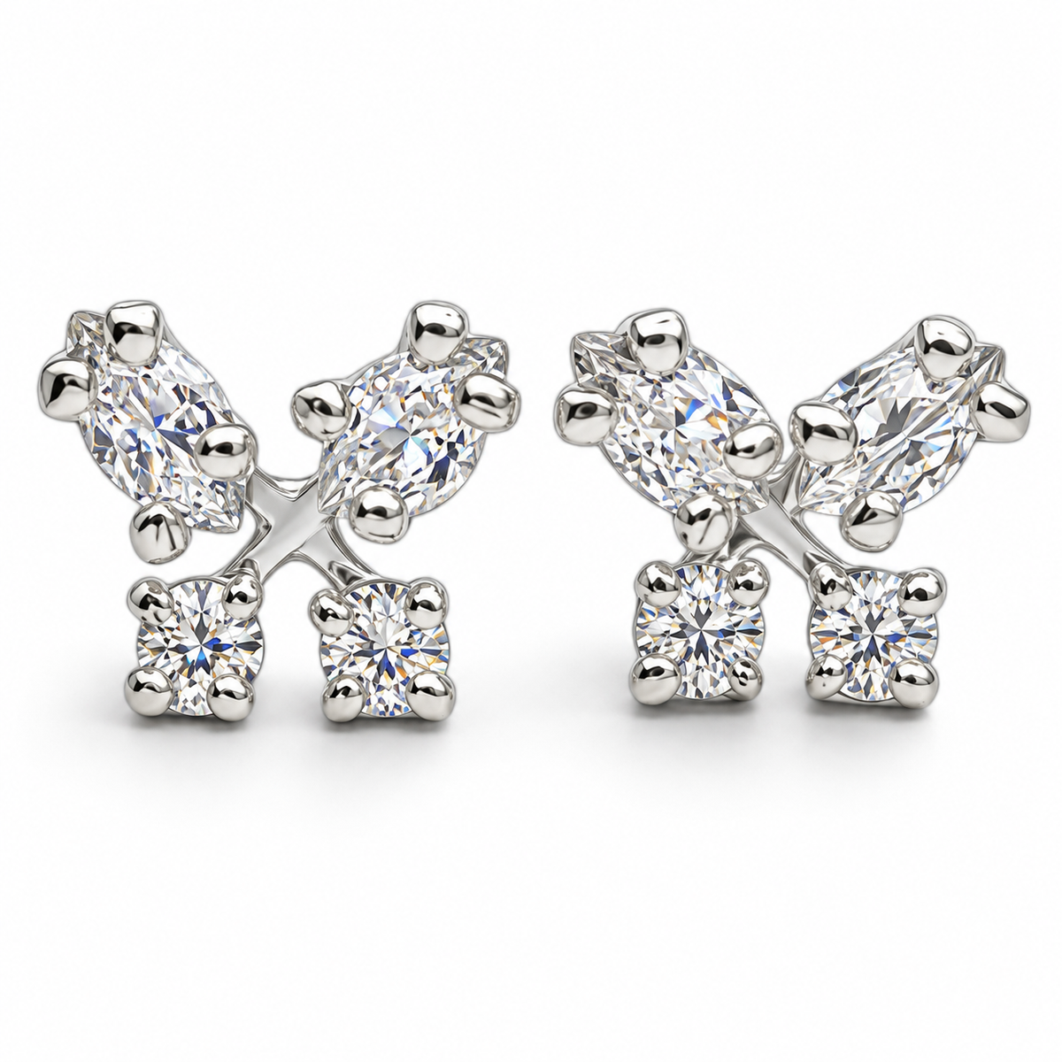 Broquel Mariposa Blanco Plata Ley 925