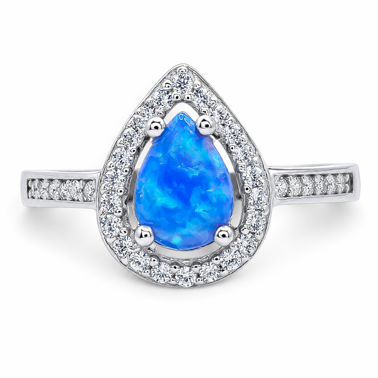 Anillo Opalo Azul Plata Ley 925