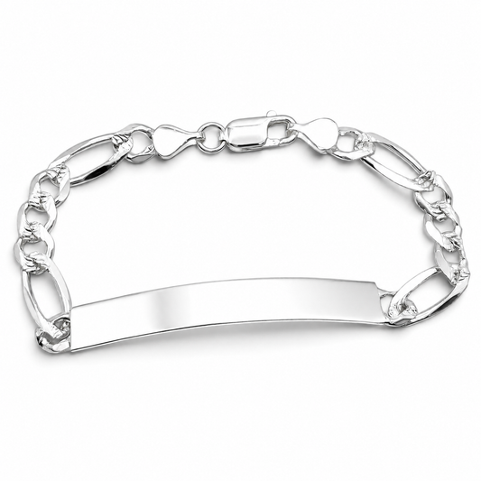 Esclava Figaro Diamantada 6mm Plata Ley 925