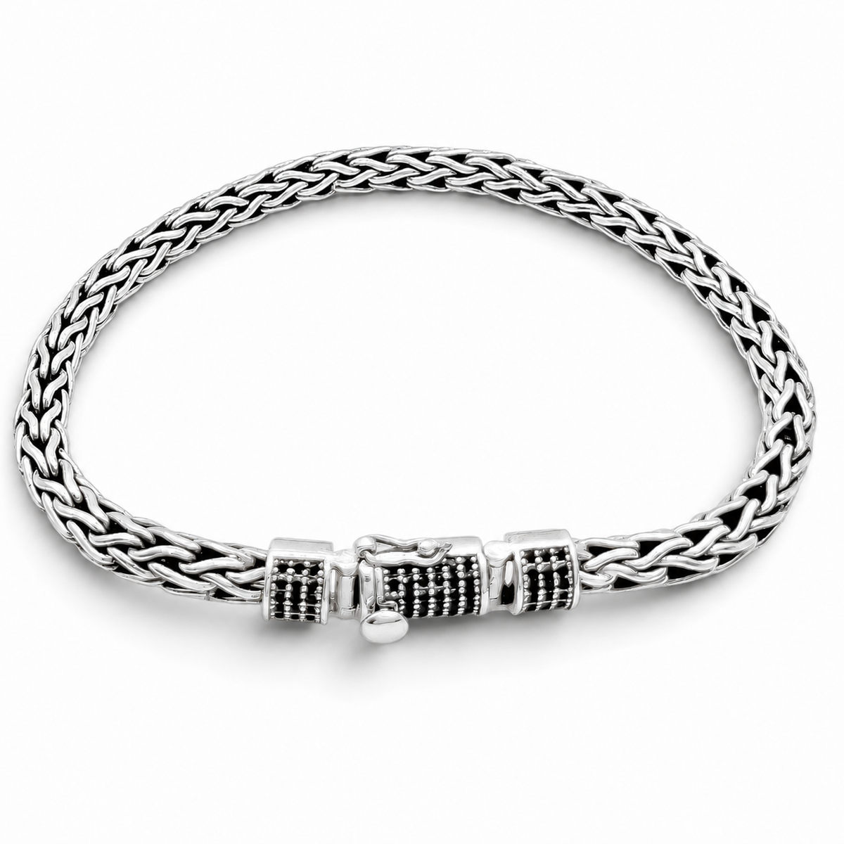 Pulso Tejido Zirconia 5mm Plata Ley 925