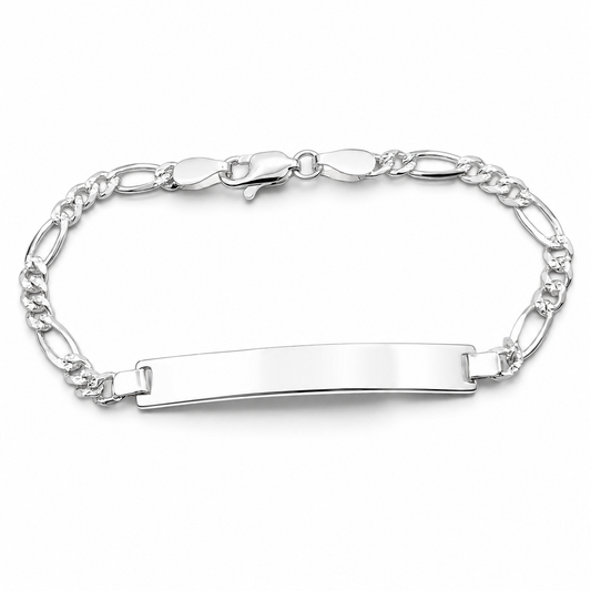 Esclava Figaro Diamantada 4mm Plata Ley 925