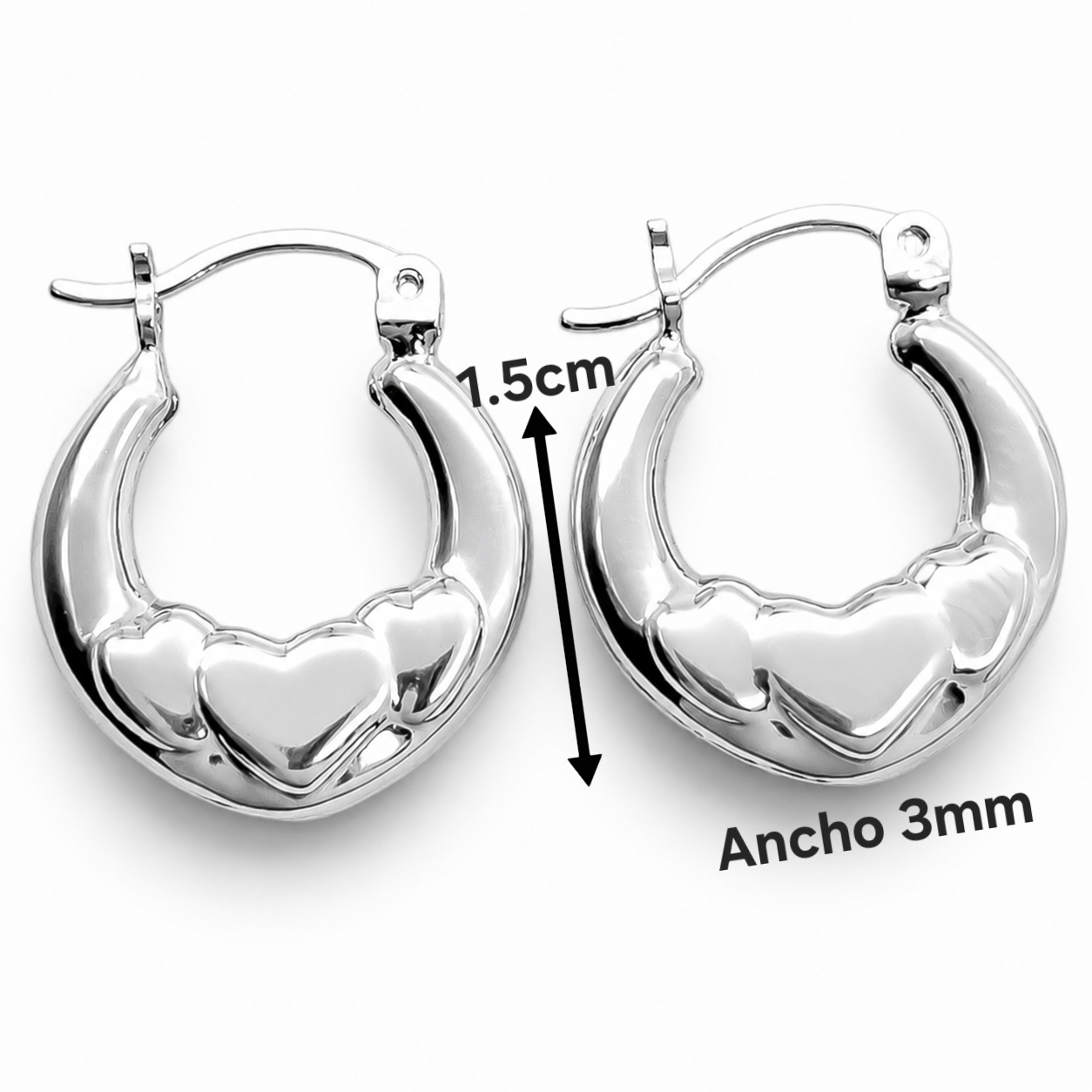 Arracada Canasta Corazon Plata Ley 925