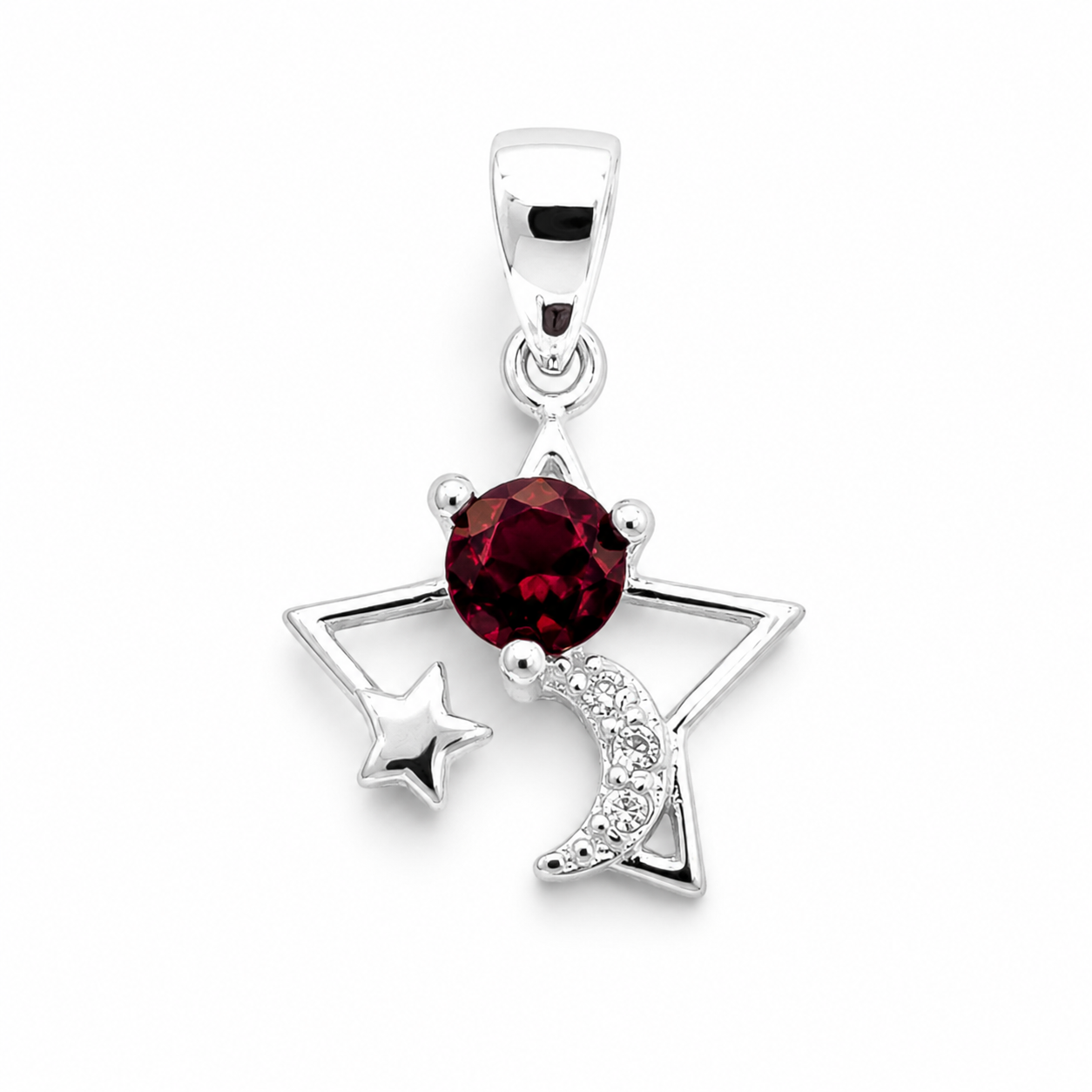 Dije Estrella Rojo Plata Ley 925