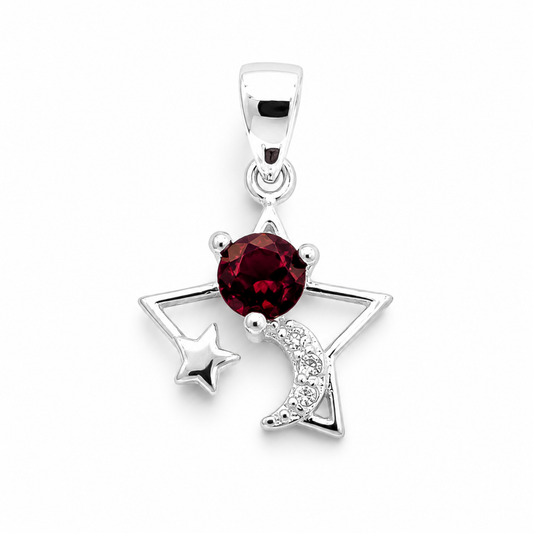 Dije Estrella Rojo Plata Ley 925