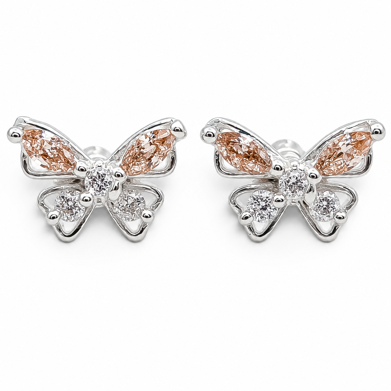 Broquel Mariposa Champagne Plata Ley 925