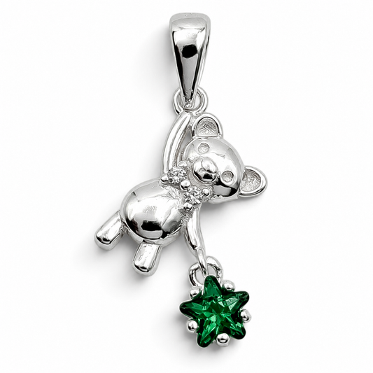Dije Osito Verde Plata Ley 925
