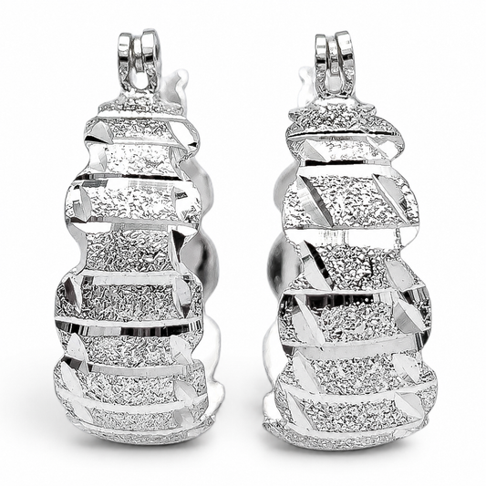 Arracada Lineas Diamantada Plata Ley 925