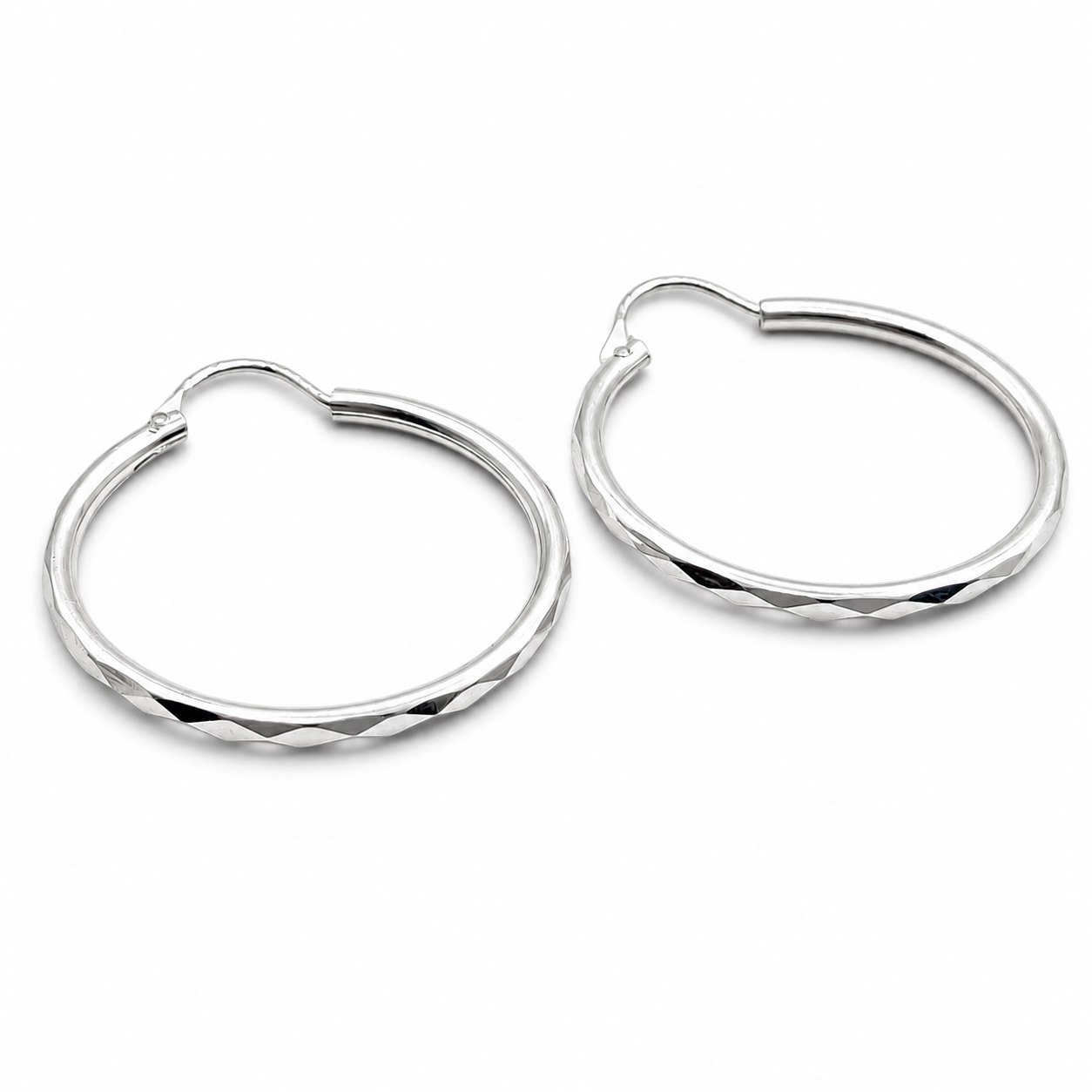 Arracada Facetada Mediana Plata Ley 925