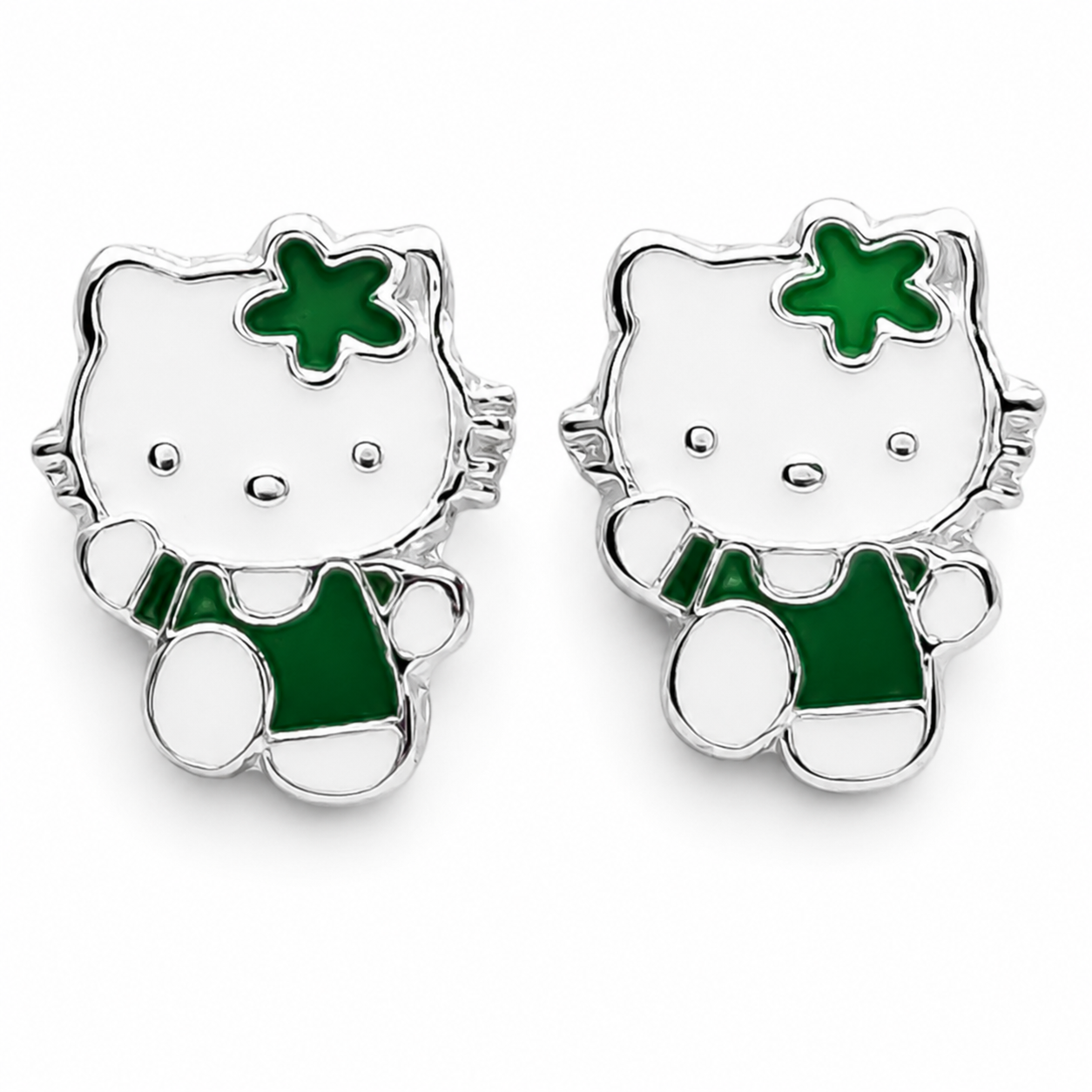 Broquel Kitty Verde Plata Ley 925