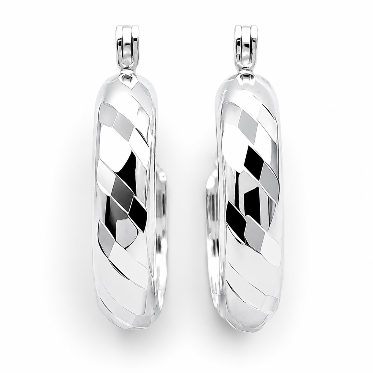 Arracada Linea Diamantada Plata Ley 925