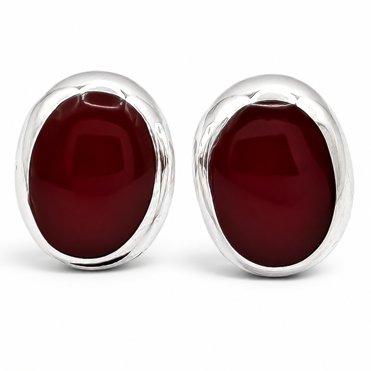 Arete Ovalo Rojo Plata Ley 925
