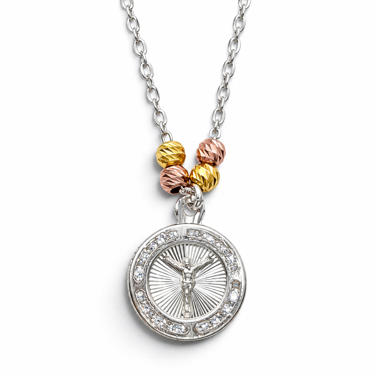 Collar Cristo Diamantado Plata Ley 925