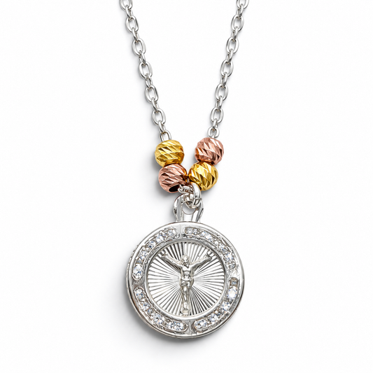 Collar Cristo Diamantado Plata Ley 925